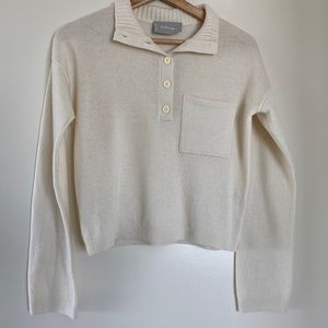 Everlane ReCashmere Button Mockneck in Bone